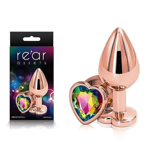 Rear Assets Rose Gold Heart Gem Base Metal Anal Plug Medium