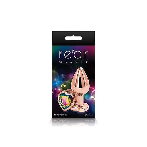 Rear Assets Rose Gold Heart Gem Base Metal Anal Plug Medium