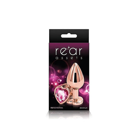Rear Assets Rose Gold Heart Gem Base Metal Anal Plug Medium
