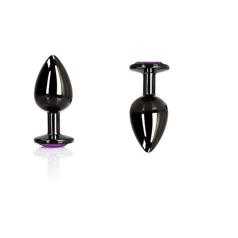 OUCH Heart Gem Base Gunmetal Butt Plug Medium by Shots Toys