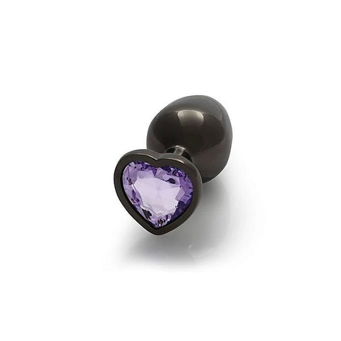OUCH Heart Gem Base Gunmetal Butt Plug Medium by Shots Toys