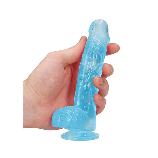 REALROCK Realistic Dildo With Balls Blue by Shots Toys