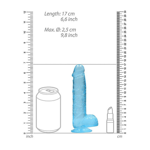 REALROCK Realistic Dildo With Balls Blue by Shots Toys