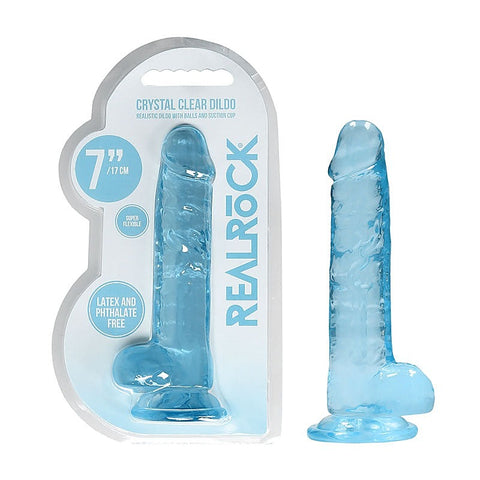 REALROCK Realistic Dildo With Balls Blue by Shots Toys