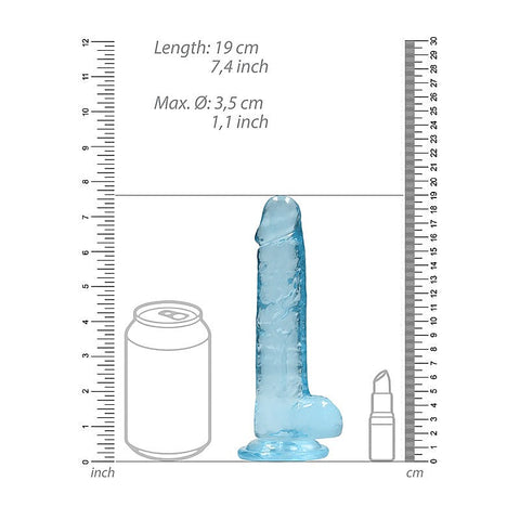 REALROCK Realistic Dildo With Balls Blue by Shots Toys
