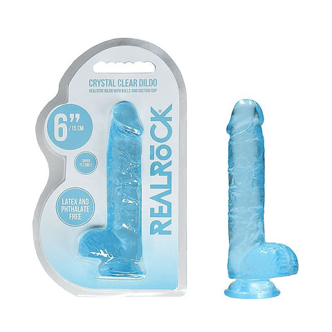 REALROCK Realistic Dildo With Balls Blue by Shots Toys
