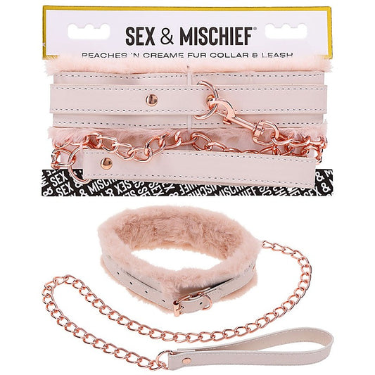 Peaches N CreaMe Fur Collar & Leash by Sportsheets