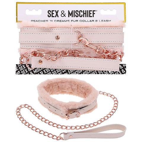 Peaches N CreaMe Fur Collar & Leash by Sportsheets