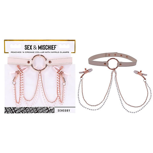 Peaches N CreaMe Collar With Nipple Clamps by Sportsheets