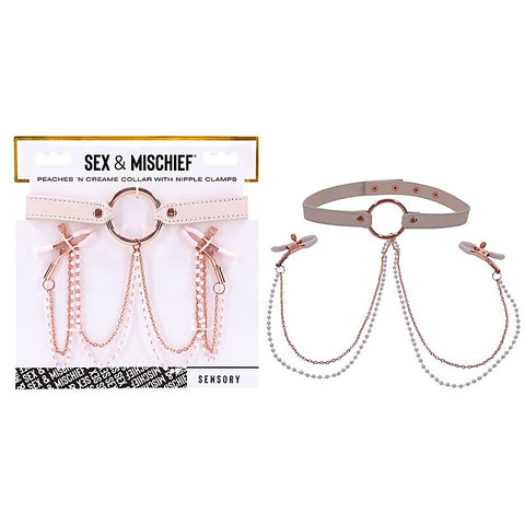 Peaches N CreaMe Collar With Nipple Clamps by Sportsheets