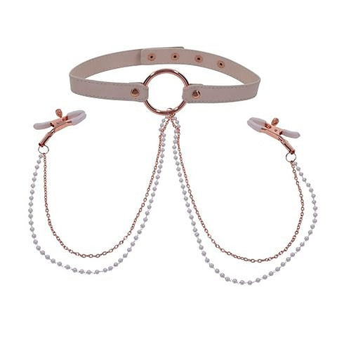 Peaches N CreaMe Collar With Nipple Clamps by Sportsheets