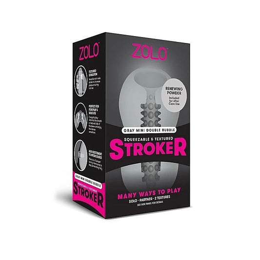 Zolo Grey Mini Double Bubble Male Stroker Sleeve