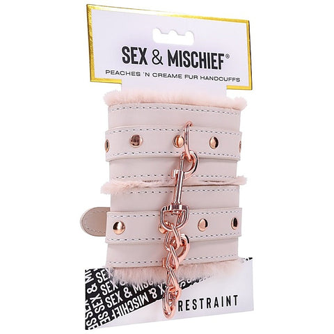 Peaches N Creame Fur Bondage Handcuffs by Sportsheets