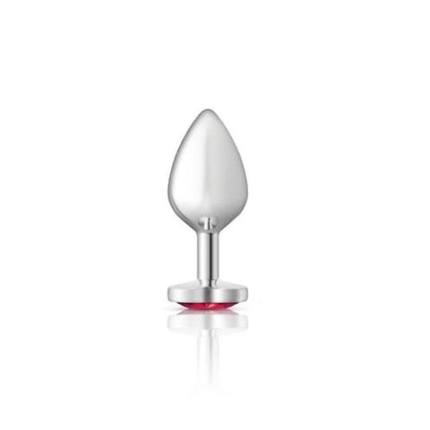 Cheeky Charms Silver Metal Butt Plug With Heart Pink Jewel