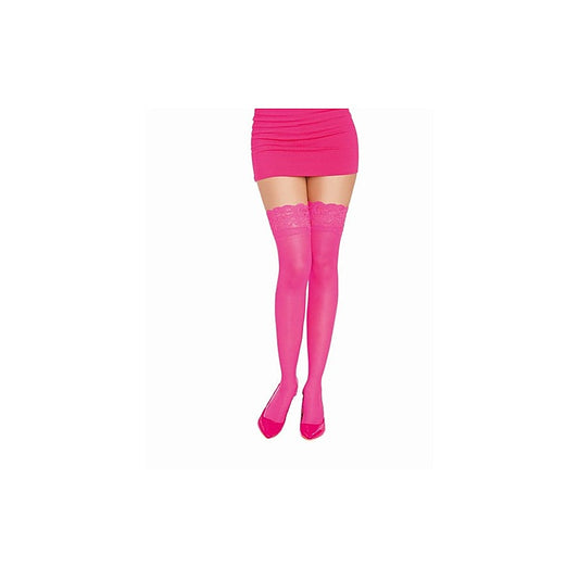 Thigh High Silicone Stockings Neon Pink
