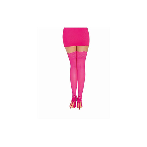 Thigh High Silicone Stockings Neon Pink