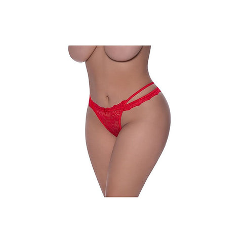Exposed Lingerie Cross Elastic Strap Split Cheeky Womens