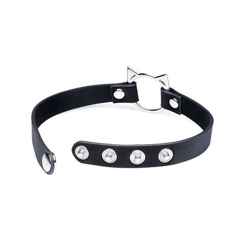 Master Series PU Leather Kinky Kitty Ring Slim Choker