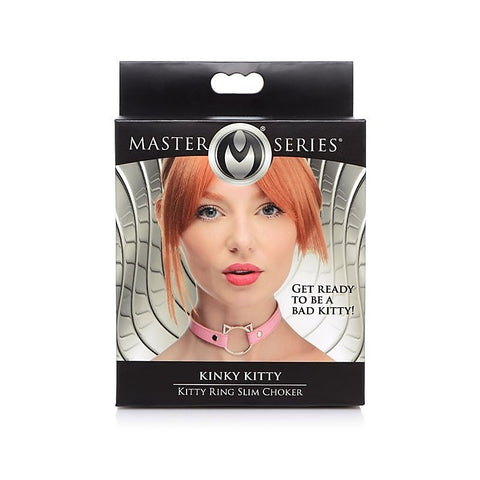 Master Series PU Leather Kinky Kitty Ring Slim Choker