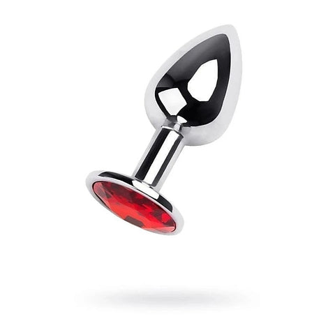 Metal Silver Anal Plug With Coloured Gem Small by ToyFa