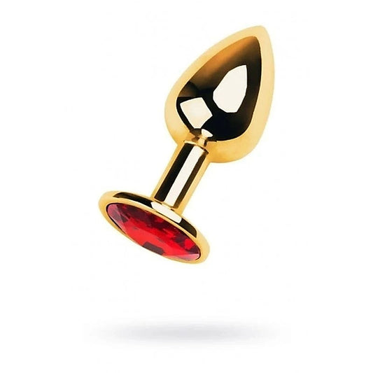 Metal Gold Anal Plug With Coloured Gem Small by ToyFa