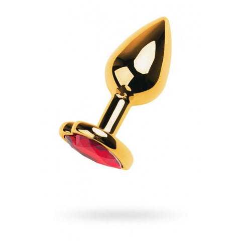 Metal Anal Plug w/ Tourmaline Heart Crystal by ToyFa