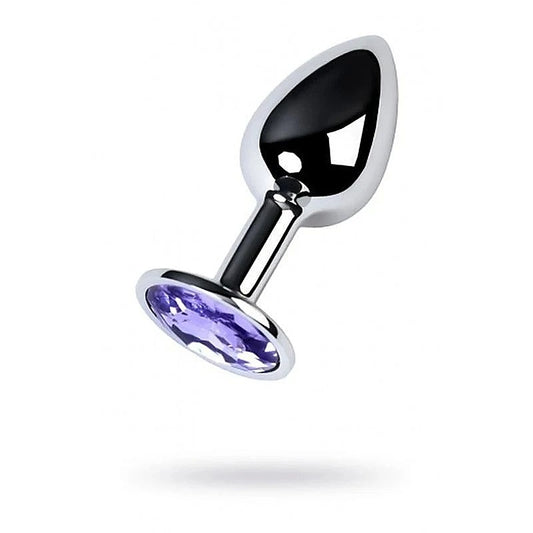Metal Silver Anal Plug with Crystal Gem by ToyFa