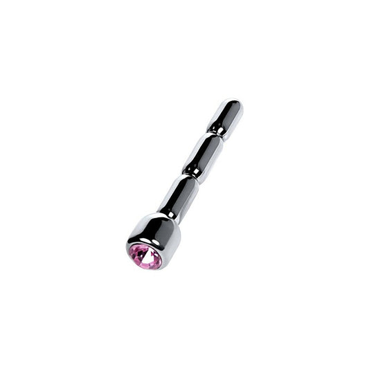 Metal Silver Urethral Plug with Ruby Rhinestone by ToyFa