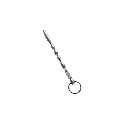 Metal Silver Men's Urethral Plug with Penis Ring by ToyFa