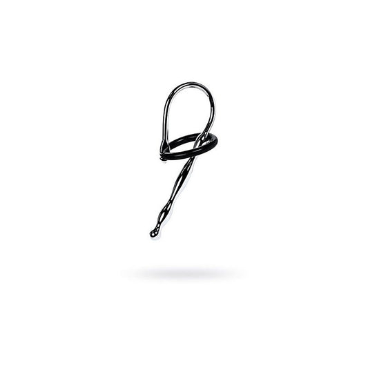 Metal Urethral Plug With Black Silicone Ring by ToyFa