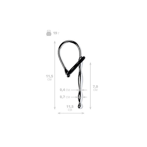 Metal Urethral Plug With Black Silicone Ring by ToyFa