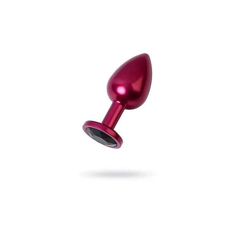 Red Metal Anal Plug With Black Crystal Gem by ToyFa