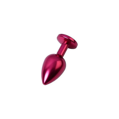 Red Metal Anal Plug With Black Crystal Gem by ToyFa