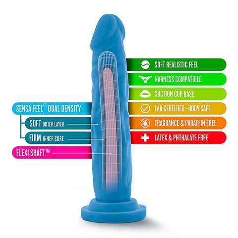 Neo Dual Density Cock Neon Realistic Dildo Blue