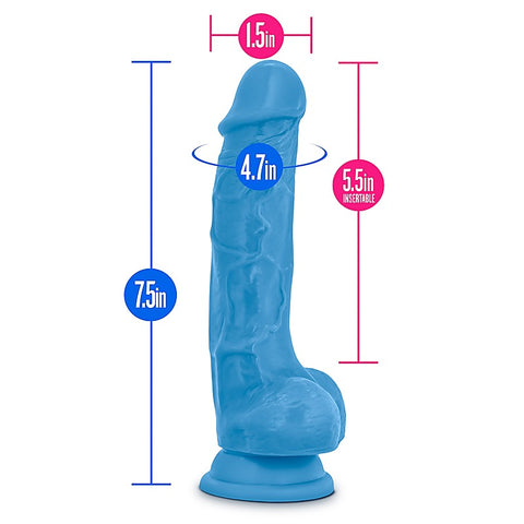 Neo Dual Density Cock With Balls Neon Blue