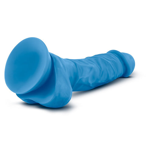 Neo Dual Density Cock With Balls Neon Blue