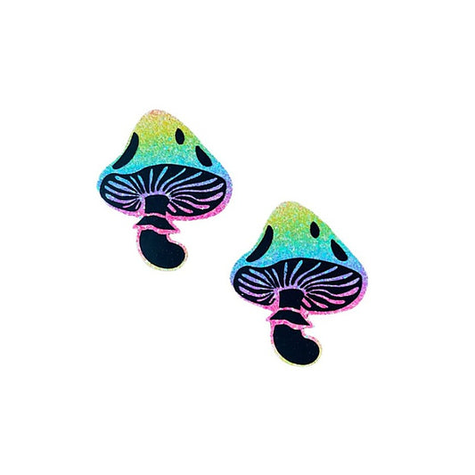 Rainbow Blacklight Glitter Toadstool Pasties by Neva Nude