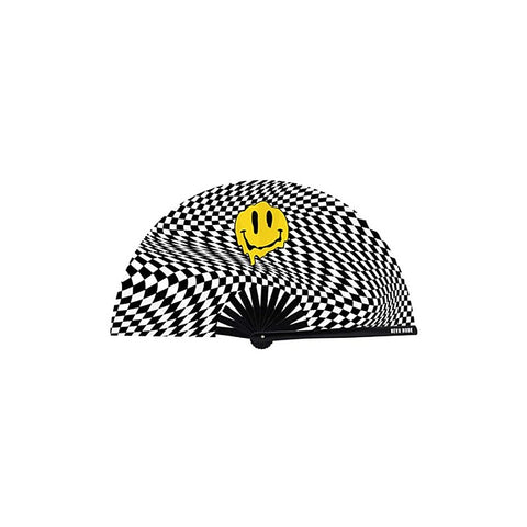 Trippy Checkers Melty Face Blacklight Folding Fan