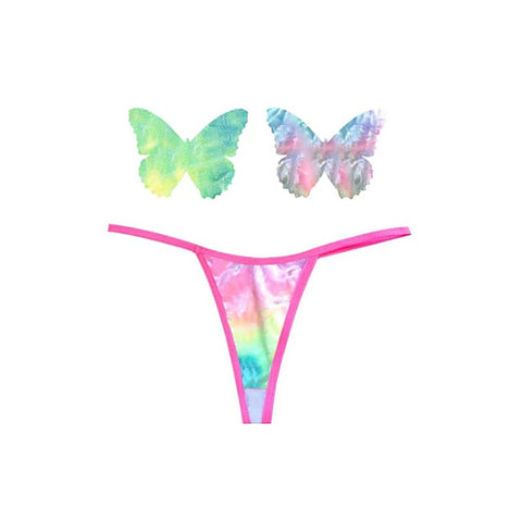 Rainbow Sherbet Tie Dye Butterfly Pastie & Panty Set