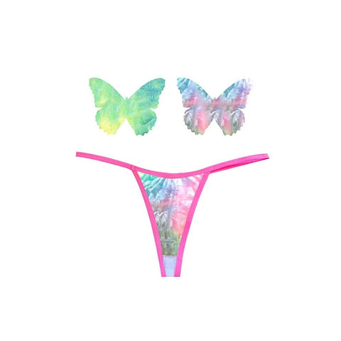 Rainbow Sherbet Tie Dye Butterfly Pastie & Panty Set
