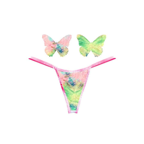 Rainbow Sherbet Tie Dye Butterfly Pastie & Panty Set