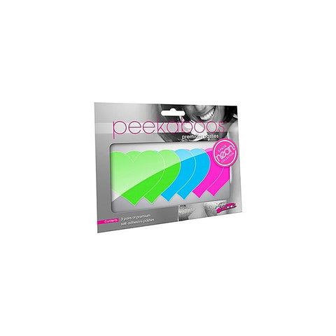 Peekaboo Neon Heart Nipple Pasties 3 Pack by Xgen Products