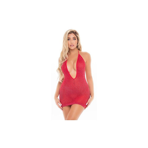 Love Bite Plunge Halter Dress by Pink Lipstick