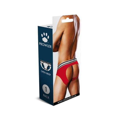 Open Back Mens Brief Red White by Prowler