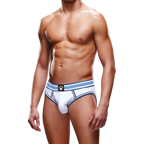 Open Back Mens Brief White Blue by Prowler