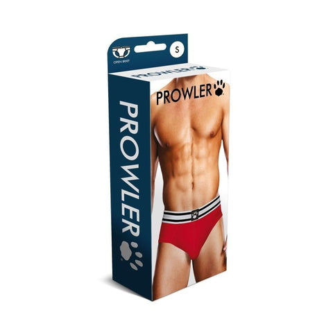 Stylish Open Back Mens Brief White Red by Prowler