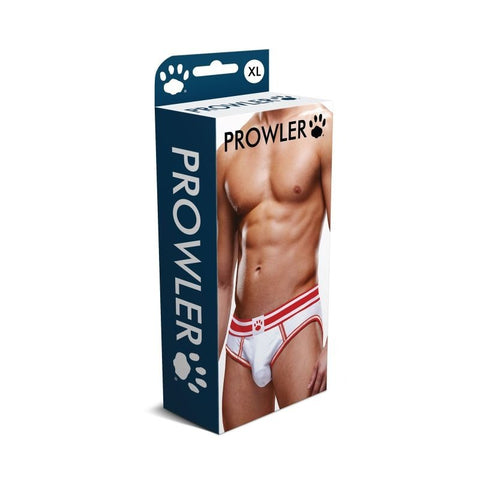 Stylish Open Back Mens Brief White Red by Prowler