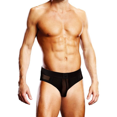 Mesh Open Back Mens Brief Black by Prowler