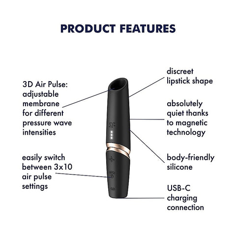Perfect Kiss Mini Air Wave Clitoral Massager by Satisfyer