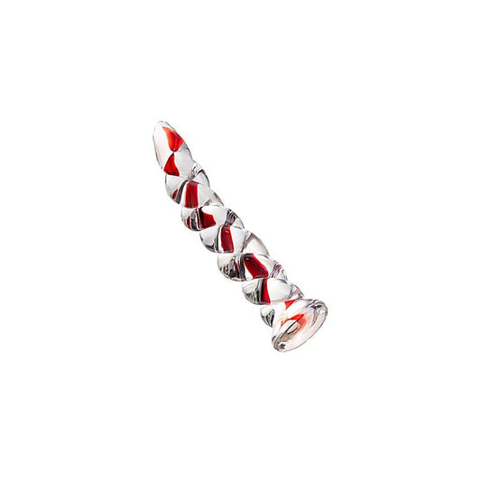 Sexus Red Ribbed Glass Dildo by ToyFa